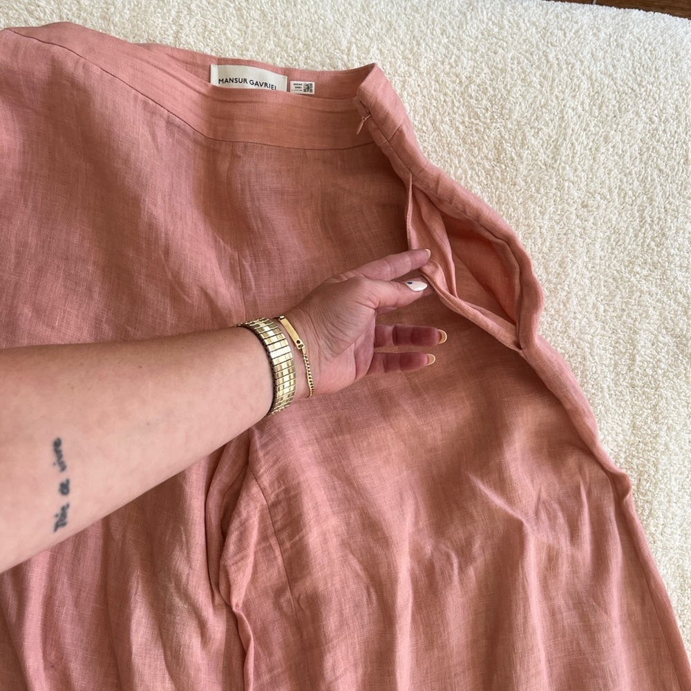 Mansur Gavriel Blush Linen Trousers - Picture 4 of 5